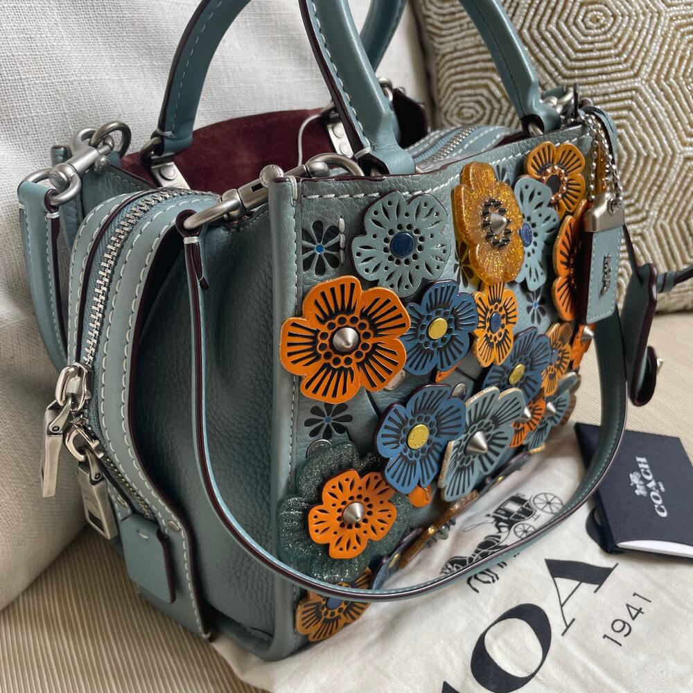Coach 1941 Limited Edition Rogue 25 Tea Rose Satchel 10512, COA, Blue Multi - Picture 13 of 13